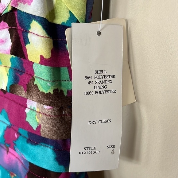 Brand New Adrianna Papell Multicolored Fitted Bandage Dress V-Neck Floral - Picture 6 of 13